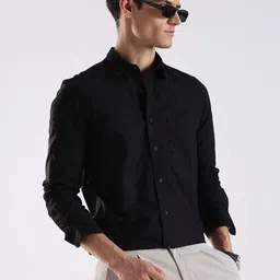 Blu MNKY Men Classic Slim Fit Solid Button-Down Collar Cotton Casual Shirt-picture-27