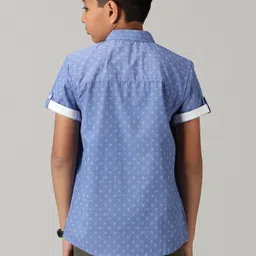 Kiddopanti Half Sleeves Floral Motif Printed Shirts - Royal Blue image 3
