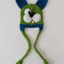 Woonie Handmade Crochet Flower Design Braided Cap - Green image 2