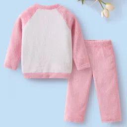 Mark & Mia Full Raglan Sleeves Winter Wear Night Suit With Bunny Embroidery - Pink image 2