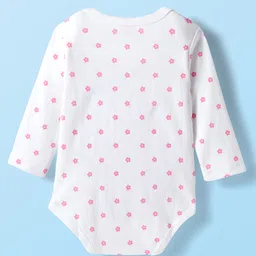 Babyhug 100% Cotton Interlock Knit Full Sleeves Onesies with Ducky & Floral Print Pack of 3 - White Light Green & Pink image 3