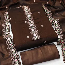 Maroosh Floral Embroidered Thread Work Unstitched Dress Material-picture-31