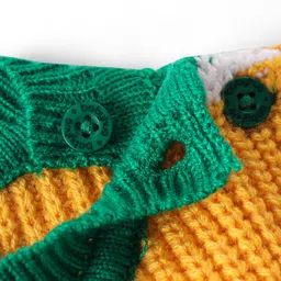 Babyhug Knitted Full Sleeves Pullovers Striped Sweater - Green & Yellow image 4