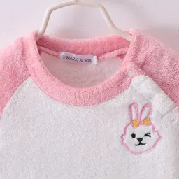 Mark & Mia Full Raglan Sleeves Winter Wear Night Suit With Bunny Embroidery - Pink image 4
