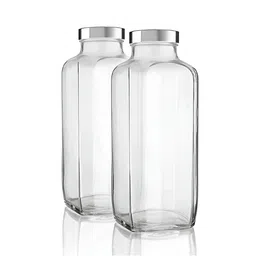 CROCO JAR Transparent Set of 2 Glass Solid Water Bottle image 3
