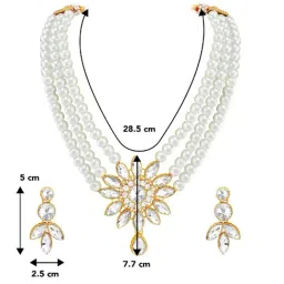 Peora White Necklace with Earring Set image 5