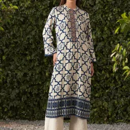 Lakshita Cream & Navy Rayon Printed Kurta-picture-18