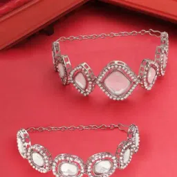 Zaveri Pearls Set of 2 Silver Tone Dazzling Austrian Diamonds & Stones Fusion Bracelets-ZPFK17949-picture-20