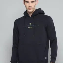 cloak & decker by monte carlo Cloak & Decker Mens Printed Navy Blue Hooded Neck Full Sleeve Sweatshirt-picture-37
