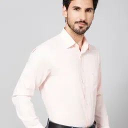 Cantabil Light Orange Regular Fit Self Design Shirt image 3