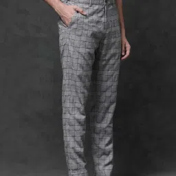 Rare Rabbit Grey Regular Fit Checks Trousers image 3