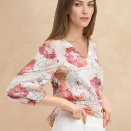 RAREISM Multi Cotton Blend Printed Three-Quarter Sleeves Top image 3