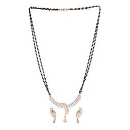 Saraf RS Jewellery Dual Gold Toned AD Studded Modern look Mangalsutra with Earrings-picture-5