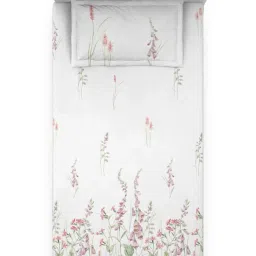 Ddecor Live beautiful Radiance Pink & White 144 TC Cotton Single Bedsheet with 1 Pillow Cover image 3