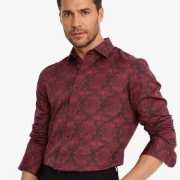 Rare Rabbit Maroon Regular Fit Printed Shirt image 3