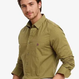 Rare Rabbit Olive Regular Fit Embroidered Shirt image 3