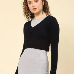 Monte Carlo Navy Wool Crop Cardigan image 3