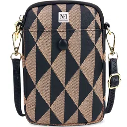 NFI essentials Geometric Printed PU Structured Sling Bag with Cut Work-picture-53