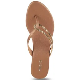Metro Women's Antique Gold Thong Sandals image 3