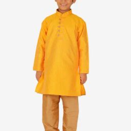 Pro-Ethic Style Developer Kids Yellow & Beige Striped Full Sleeves Kurta with Pyjamas-picture-44
