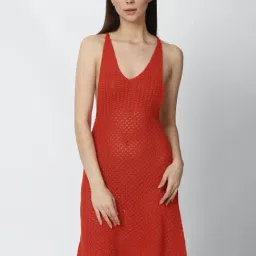 Forever 21 Red Self Design Regular Fit A Line Dress-image-66