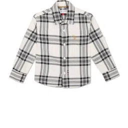 U.S. Polo Assn. Kids Off White Checks Shirt-image-8