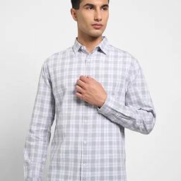 Peregrine By Pantaloons Purple Cotton Regular Fit Checks Shirt-picture-47
