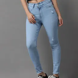 showoffff SHOWOFF Mildly Distressed Blue Skinny Fit Jeans-picture-34