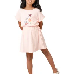 Under Fourteen Only Kids Pink Printed Dress-picture-36