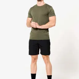 DOMYOS By Decathlon Men Khaki Green Regular Fit T-Shirt image 3