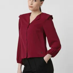Van Heusen Maroon Regular Fit Shirt image 3