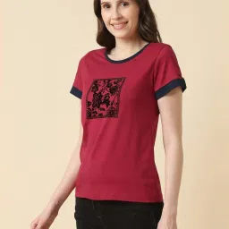 Allen Solly Red Cotton Regular Fit Printed T-Shirt image 3