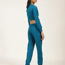 Label Ritu Kumar Blue Crop Sweatshirt With Joggers image 2
