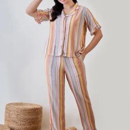 The Kaftan Company MultiViscose Stripes Night Dress-picture-11