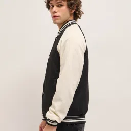 The Bear House Black Polyester Regular Fit Self Design Casual Jacket image 3