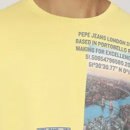 Pepe Jeans Pale Yellow Cotton Regular Fit Printed Sweatshirt image 4