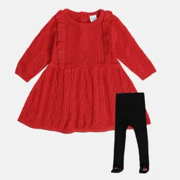 Miniklub Girls Red Regular Fit Knitted Dress-image-28