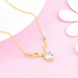 Sterling Silver Golden Deer Heart Necklace for Women and Girls-image-4