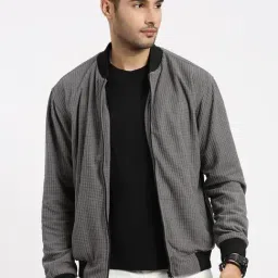 SHOWOFFFF Grey Acrylic Slim Fit Jacket image 2