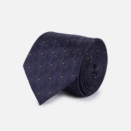 Van Heusen Navy Embroidered Tie with Pocket Square & Cufflink image 3