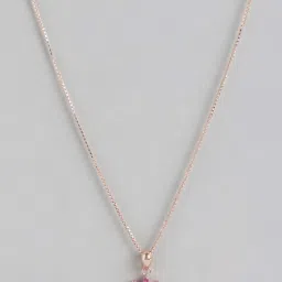 Zavya 925 Silver Radiant Rose Gold Symphony Red & White CZ Pendant with Chain for Women image 3