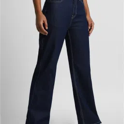 Forever 21 Blue Cotton Straight Fit Mid Rise Jeans image 3
