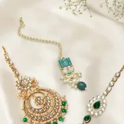 Zaveri Pearls Combo of 3 Gold Tone Kundan Maangtikka-ZPFK13087-image-49