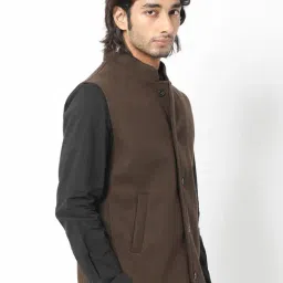 Rare Rabbit Brown Regular Fit Solid Jacket image 4