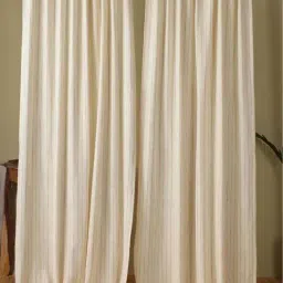 Peepul Tree White Cotton 180 GSM Darkening Handmade Curtain - Set of 2-picture-26
