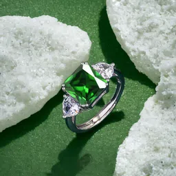 Designs & You Silver-Plated Cubic Zirconia Stone-Studded Adjustable Finger Ring-picture-41