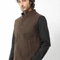 Rare Rabbit Brown Regular Fit Solid Jacket image 3