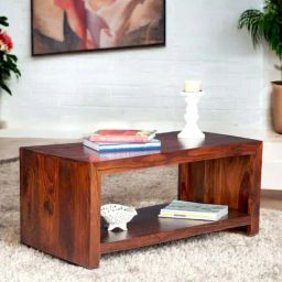 Ikiriya Kassel Solid Brown Wood Coffee Table Honey Oak Finish-picture-1