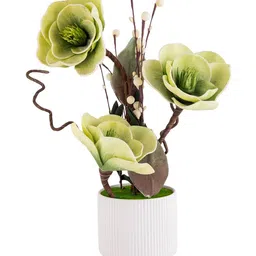 AARVI DECOR STUDIO Green 1 Piece Blossom Artificial Flower With Pot image 4