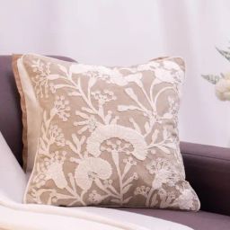 Haus & Kinder Serene Foliage Natural Cotton Embroidered Cushion Cover-picture-40